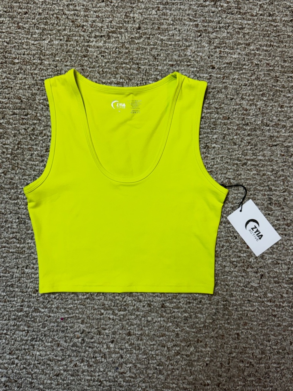 Zyia Active Lime Stronger Tank Top, crop length, size medium, athletic tank